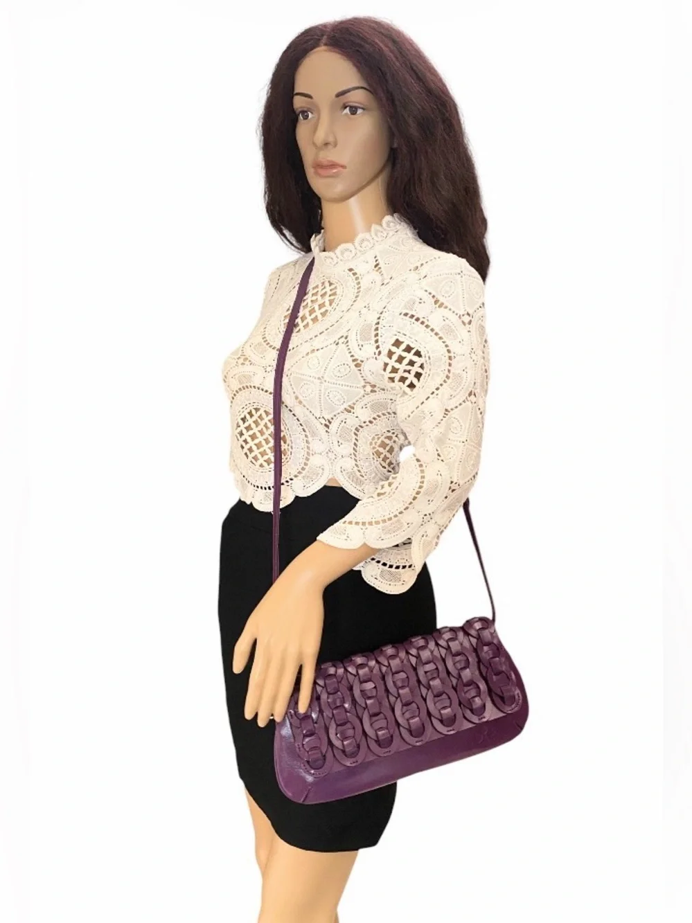 Patricia Nash Baku genuine leather plum jam clutch/crossbody